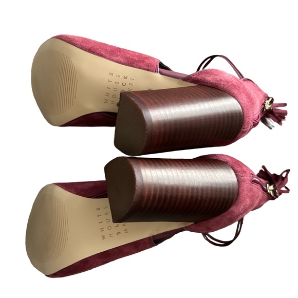 White House Black Market Burgundy Women's Peep-Toe Booties. Size 8 - Picture 3 of 6
